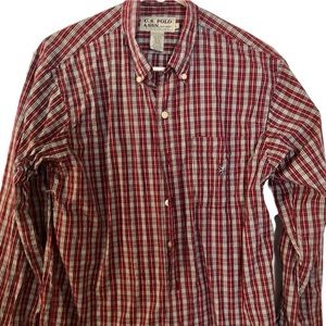 Youth L Striped Polo button-down Oxford Shirt.